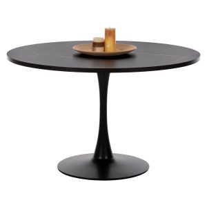 ΤΡΑΠΕΖΙ ΤΡΑΠΕΖΑΡΙΑΣ ROLLO ΣΤΡΟΓΓΥΛΟ BLACK MARBLE Φ120x74Yεκ.