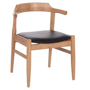 ΠΟΛΥΘΡΟΝΑ CERSEI RUBBERWOOD ΣΕ LIGHT OAK & PU ΣΕ ΜΑΥΡΟ 57x53x72Υεκ -Τιμή Σετ 2 τεμ.