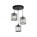 FLAREX Vintage Κρεμαστό Φωτιστικό Οροφής με Ντουί 3 x E27 AC 220-240V IP20 - Μαύρο & Διάφανο - Μ40 x Π40 x Υ50cm