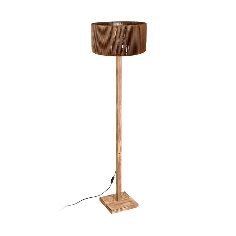 HOLZ Μοντέρνο Επιδαπέδιο Φωτιστικό Μονόφωτο 1 x E27 IP20 Μπέζ Ξύλο - Μ30 x Π30 x Y140cm