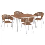 ΣΕΤ τραπεζαρίας 5τμχ Polywood 120x80 & πολυθρόνες λευκές