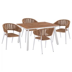ΣΕΤ τραπεζαρίας 5τμχ Polywood 120x80 & πολυθρόνες λευκές