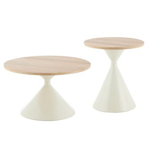 ΤΡΑΠΕΖΙΑ ΣΑΛΟΝΙΟΥ JENNEL ΜΕΤΑΛΛΟ ΜΠΕΖ--MDF ΜΕ PAPERWOOD Φ50εκ & Φ70εκ
