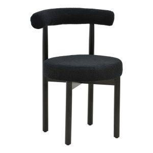 Καρέκλα Fenza μαύρο μπουκλέ ύφασμα-πόδι ξύλο οξιάς σε μαύρη απόχρωση 60x54x75εκ -Τιμή Σετ 2 τεμ.