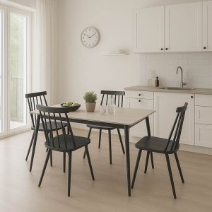 Τραπεζαρία Aurora I-Gustas σετ 5τεμ sintered stone-μαύρο 120x60x75εκ