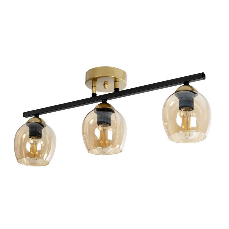 RADIUS Vintage Φωτιστικό Οροφής με Ντουί 3 x E27 AC 220-240V IP20 - Χρυσό, Μαύρο & Μελί- Μ60 x Π13 x Υ16cm