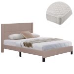 ΚΡΕΒΑΤΙ ΔΙΠΛΟ & ΣΤΡΩΜΑ TRILLOP ΜΠΕΖ ΥΦΑΣΜΑ--ΓΙΑ 160x200εκ