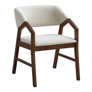 Πολυθρόνα Livia rubberwood σε καρυδί-εκρού απόχρωση 47.5x54.5x78εκ -Τιμή Σετ 2 τεμ.