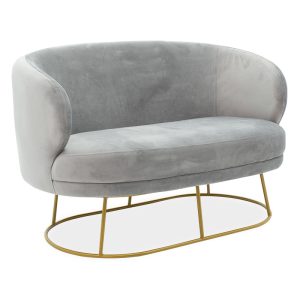 Καναπές 2θέσιος Rony βελούδο γκρι-χρυσό 132x82x83εκ