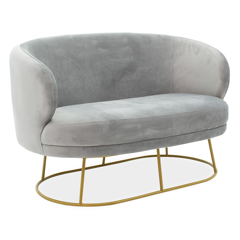 Καναπές 2θέσιος Rony βελούδο γκρι-χρυσό 132x82x83εκ