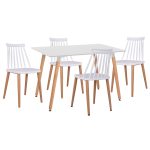 ΣΕΤ ΤΡΑΠΕΖΑΡΙΑΣ 5ΤΜΧ MINIMAL MDF TOP ΣΕ ΛΕΥΚΟ-ΣΚΕΛΕΤΟΣ ΣΕ ΦΥΣΙΚΟ ΞΥΛΟΥ