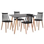 ΣΕΤ ΤΡΑΠΕΖΑΡΙΑΣ 5ΤΜΧ MINIMAL MDF TOP ΣΕ ΜΑΥΡΟ-ΣΚΕΛΕΤΟΣ ΣΕ ΦΥΣΙΚΟ ΞΥΛΟΥ