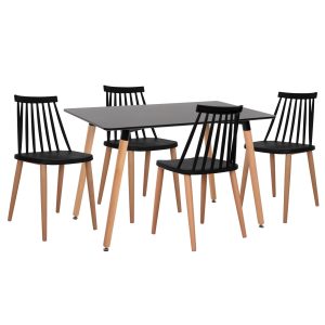 ΣΕΤ ΤΡΑΠΕΖΑΡΙΑΣ 5ΤΜΧ MINIMAL MDF TOP ΣΕ ΜΑΥΡΟ-ΣΚΕΛΕΤΟΣ ΣΕ ΦΥΣΙΚΟ ΞΥΛΟΥ