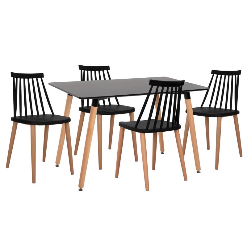 ΣΕΤ ΤΡΑΠΕΖΑΡΙΑΣ 5ΤΜΧ MINIMAL MDF TOP ΣΕ ΜΑΥΡΟ-ΣΚΕΛΕΤΟΣ ΣΕ ΦΥΣΙΚΟ ΞΥΛΟΥ