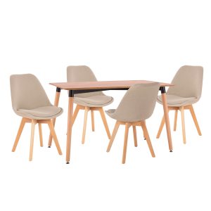 ΣΕΤ ΤΡΑΠΕΖΑΡΙΑΣ 5ΤΜΧ VEGAS MDF TOP ΣΕ ΦΥΣΙΚΟ--ΥΦΑΣΜΑ ΜΠΕΖ
