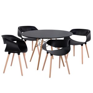 ΣΕΤ ΤΡΑΠΕΖΑΡΙΑΣ 5ΤΜΧ MAGGIE MDF TOP & ΠΟΛΥΠΡΟΠΥΛΕΝΙΟ ΣΕ ΜΑΥΡΟ ΧΡΩΜΑ