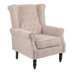 Πολυθρόνα Piore μπεζ ύφασμα και πόδι rubberwood σε μαύρη απόχρωση 77x80x106εκ