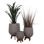 ΣΕΤ 3 ΓΛΑΣΤΡΕΣ ΜΕ TEAK ΒΑΣΕΙΣ TRYLL FIBER CEMENT--ΓΚΡΙ