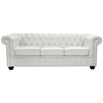 ΚΑΝΑΠΕΣ 3ΘΕΣΙΟΣ T.CHESTERFIELD ΤΕΧΝΟΔΕΡΜΑ ΛΕΥΚΟ ΜΑΤ 208x90x73 εκ.