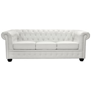 ΚΑΝΑΠΕΣ 3ΘΕΣΙΟΣ T.CHESTERFIELD ΤΕΧΝΟΔΕΡΜΑ ΛΕΥΚΟ ΜΑΤ 208x90x73 εκ.
