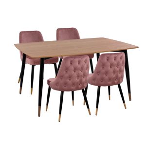 ΣΕΤ ΤΡΑΠΕΖΑΡΙΑΣ 5ΤΜΧ JOLIE MDF TOP-ΒΕΛΟΥΔΟ ΣΑΠΙΟ ΜΗΛΟ & ΜΕΤΑΛΛΟ ΜΑΥΡΟ