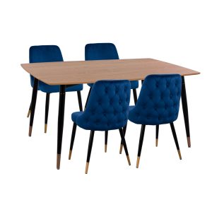ΣΕΤ ΤΡΑΠΕΖΑΡΙΑΣ 5ΤΜΧ JOLIE MDF TOP-ΒΕΛΟΥΔΟ ΜΠΛΕ & ΜΕΤΑΛΛΟ ΜΑΥΡΟ