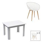 Τραπεζαρία Manka-Ezra σετ 5τεμ σε λευκή απόχρωση 110x80x77εκ
