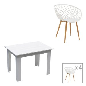 Τραπεζαρία Manka-Ezra σετ 5τεμ σε λευκή απόχρωση 110x80x77εκ