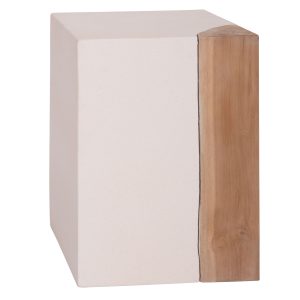 ΒΟΗΘΗΤΙΚΟ ΤΡΑΠΕΖΙ LEIA FIBER CEMENT ΛΕΥΚΟ-ΞΥΛΟ TEAK 32.5x32.5x46Υεκ.