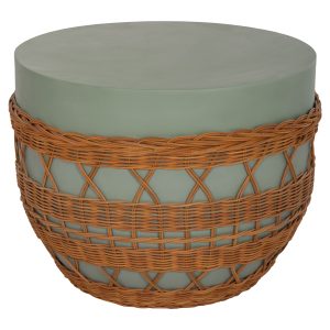 ΤΡΑΠΕΖΙ ΣΑΛΟΝΙΟΥ VILHENA FIBER CEMENT ΠΡΑΣΙΝΟ-RATTAN ΦΥΣΙΚΟ Φ56x47Υεκ.