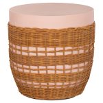 ΒΟΗΘΗΤΙΚΟ ΤΡΑΠΕΖΙ VILHENA FIBER CEMENT ΡΟΖ-RATTAN ΦΥΣΙΚΟ Φ44.5x45Υεκ.