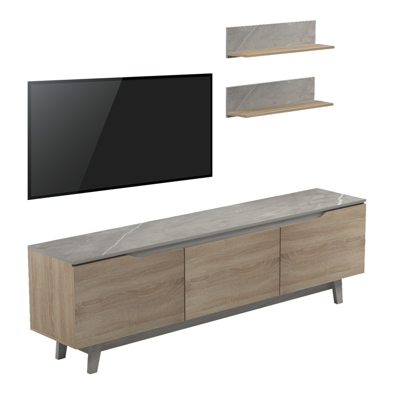 Σύνθετο σαλονιού Kasia μπεζ μαρμάρου-sonoma 180x35x48.5εκ