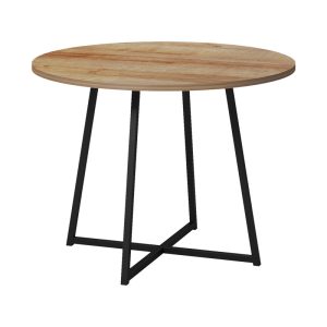 Τραπέζι Sarah Ι oak- μαύρα μεταλλικά πόδια Φ100x76εκ