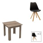 Τραπεζαρία Manka I-Caron σετ 3τεμ σε sonoma truffle-μαύρη απόχρωση 80x80x77εκ