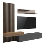 Σύνθετο σαλονιού Litende σε ανθρακί-oak απόχρωση 249.4x42.2x199.5εκ