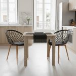 Τραπεζαρία Manka-Ezra σετ 3τεμ σε sonoma-μαύρη απόχρωση 80x80x77εκ