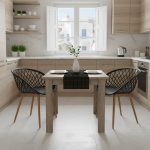 Τραπεζαρία Manka-Ezra σετ 3τεμ σε sonoma truffle-μαύρη απόχρωση 80x80x77εκ