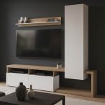 Σύνθετο σαλονιού Leganto σε sonoma με λευκή απόχρωση 220.5x35x197.5εκ