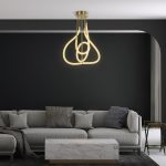 kelvo® GLOW Μοντέρνο Φωτιστικό Οροφής LED 40W 4000lm 360° AC 220-240V IP20 Ρυθμιζόμενο Λευκό CCT με Χειριστήριο από 2700K έως 6000K Dimmable - Lumileds SMD Chip - Χρυσό Πλατίνα & Λευκό Νήμα - Μ50 x Π50 x Υ70cm
