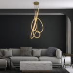 kelvo® GLOW Μοντέρνο Φωτιστικό Οροφής LED 85W 8500lm 360° AC 220-240V IP20 Ρυθμιζόμενο Λευκό CCT με Χειριστήριο από 2700K έως 6000K Dimmable - Lumileds SMD Chip - Χρυσό Πλατίνα & Λευκό Νήμα - Μ100 x Π100 x Υ140cm