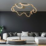 kelvo® GLOW Μοντέρνο Φωτιστικό Οροφής LED 89W 8900lm 360° AC 220-240V IP20 Ρυθμιζόμενο Λευκό CCT με Χειριστήριο από 2700K έως 6000K Dimmable - Lumileds SMD Chip - Χρυσό Πλατίνα & Λευκό Νήμα - Μ150 x Π150 x Υ30cm