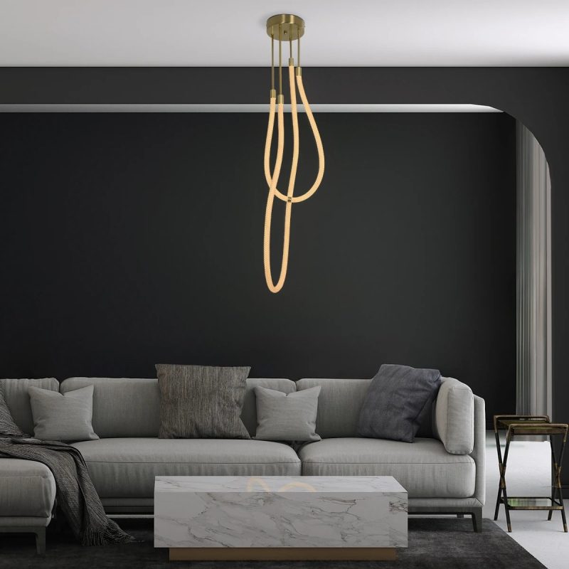 kelvo® GLOW Μοντέρνο Φωτιστικό Οροφής LED 42W 4200lm 360° AC 220-240V IP20 Ρυθμιζόμενο Λευκό CCT με Χειριστήριο από 2700K έως 6000K Dimmable - Lumileds SMD Chip - Χρυσό Πλατίνα & Λευκό Νήμα - Μ50 x Π50 x Υ70cm