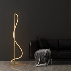 kelvo® GLOW Μοντέρνο Επιδαπέδιο Φωτιστικό LED 30W 3000lm 360° AC 220-240V IP20 Ρυθμιζόμενο Λευκό CCT με Αφή 2700K/4500K/6000K Dimmable - Lumileds SMD Chip - Χρυσό Πλατίνα & Λευκό Νήμα - Μ45 x Π45 x Υ160cm