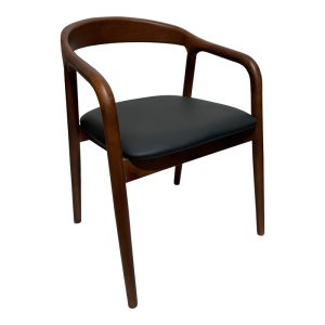 Πολυθρόνα Hogie rubberwood καρυδί- μαύρο pu μαξιλάρι 61x60x76εκ -Τιμή Σετ 2 τεμ.