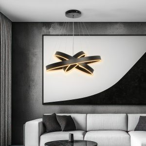 kelvo® VENOM -DECO Μοντέρνο Κρεμαστό Φωτιστικό Οροφής LED 120W 14158lm 120° AC 220-240V IP20 Ρυθμιζόμενο Λευκό CCT με Χειριστήριο από 2700K έως 6000K Dimmable - Lumileds SMD Chip - Μαύρο Ματ - Μ80 x Π80 x Υ60cm