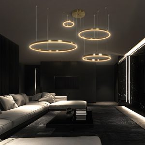 kelvo® VENOM Μοντέρνο Κρεμαστό Φωτιστικό Οροφής LED 150W 17659lm 120° AC 220-240V IP20 Ρυθμιζόμενο Λευκό CCT με Χειριστήριο από 2700K έως 6000K Dimmable - Lumileds SMD Chip - Χρυσό Βούρτσας - Μ150 x Π90 x Υ60cm