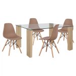 ΣΕΤ ΤΡΑΠΕΖΑΡΙΑ 5ΤΜΧ ΜΕ ΤΡΑΠΕΖΙ MORGAN 140Χ80X75 & ΚΑΡΕΚΛΕΣ TWIST ΚΑΠΟΥΤΣΙΝΟ