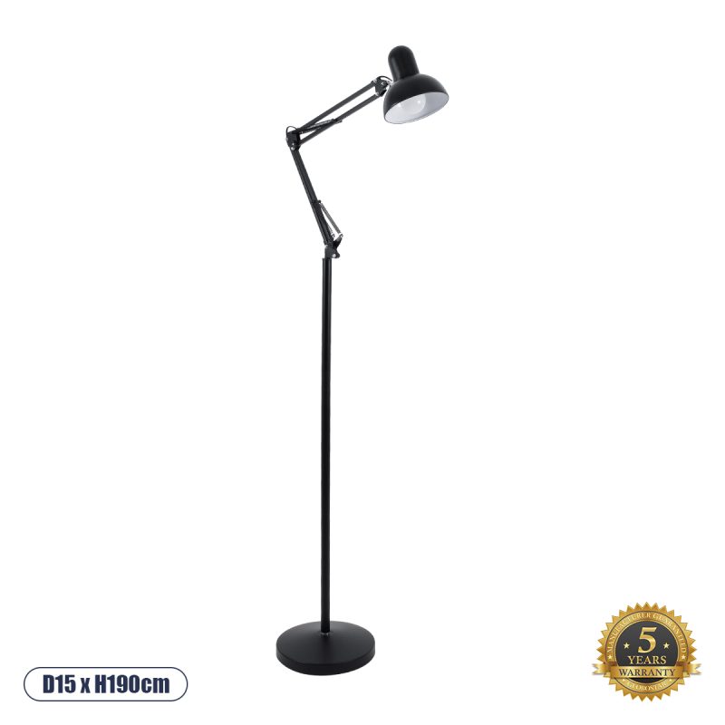 AUDREY Vintage Επιδαπέδιο Φωτιστικό με Ντουί 1 x E27 AC 220-240V IP20 - Μαύρο - Μ15 x Π15 x Υ190cm