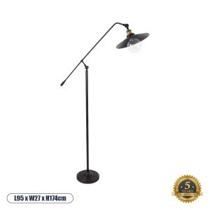 SILENE Vintage Επιδαπέδιο Φωτιστικό με Ντουί 1 x E27 AC 220-240V IP20 - Μαύρο & Χρυσό - Μ30 x Π30 x Υ194cm