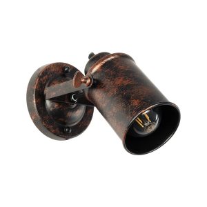 JAKE Μοντέρνο Φωτιστικό Τοίχου - Απλίκα με Ντουί 1 x E27 AC 220-240V IP20 - Χάλκινο Εφέ Σκουριάς - Μ9 x Π22 x Υ22cm